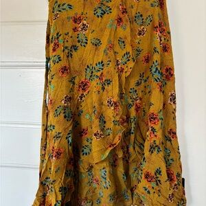 Anthropologie x Faithfull the Brand Floral Mustard Midi Skirt